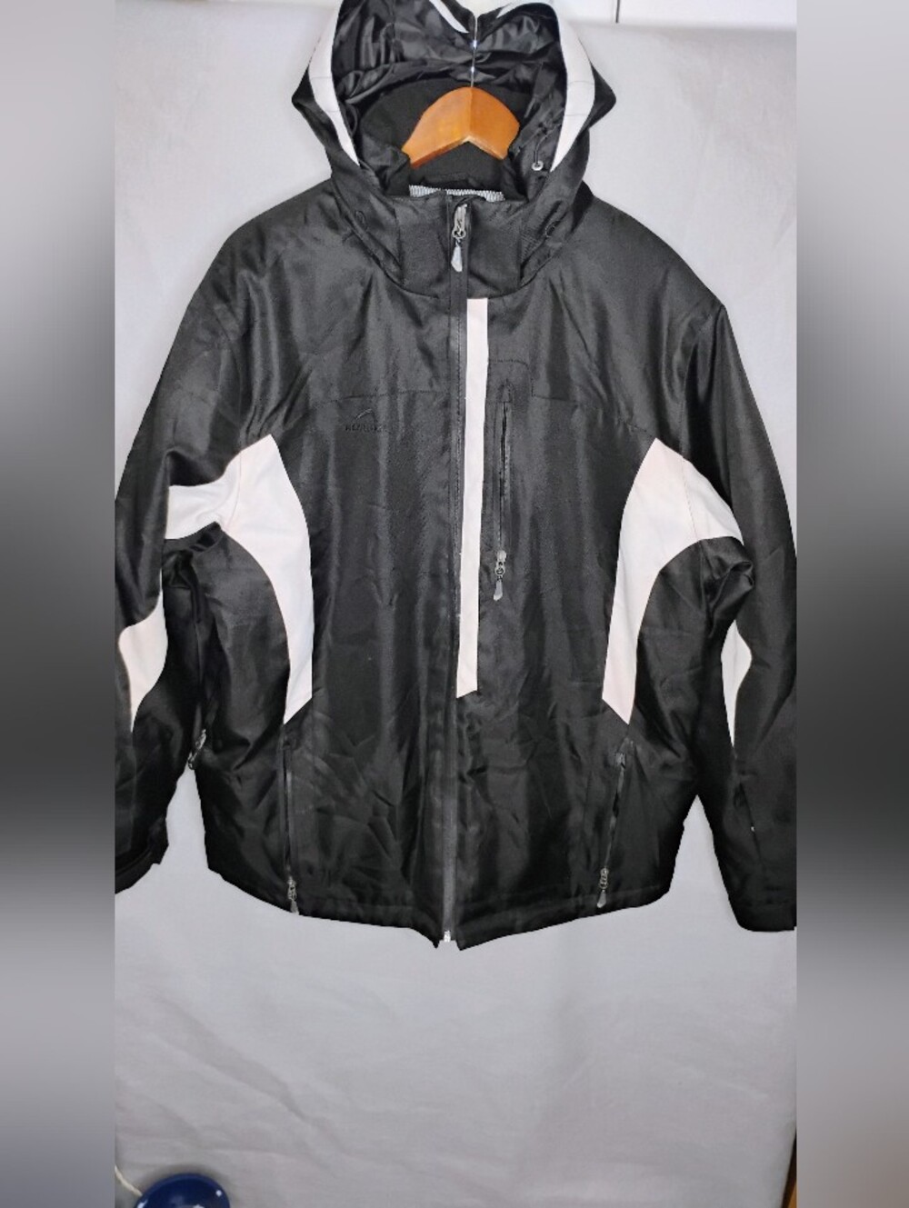 Polar Edge Winter Ski Jacket Black White Hooded Men's Size Large Wind Proof